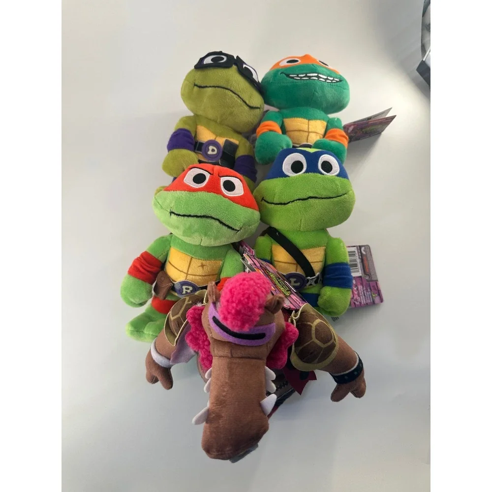 Mattel TMNT‎ Mutant Mayhem Plush Set Leonardo Donatello Raphael Mikey Bebop 5pc